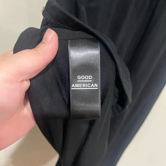 NWT Good American Ring Cut Out Black Midi Dress Size 1 (Small) - Picture 8 of 10